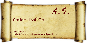 Ander Iván névjegykártya