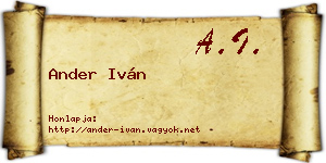 Ander Iván névjegykártya
